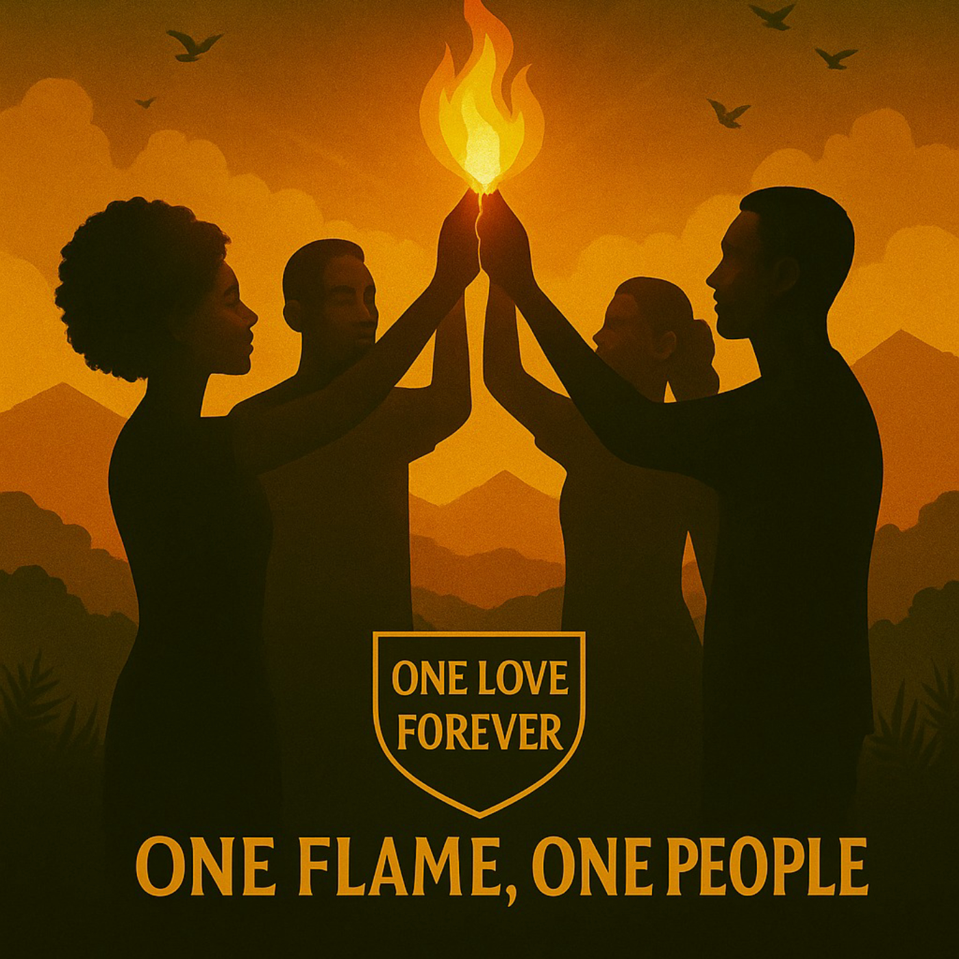 “ONE FLAME, ONE PEOPLE” cover art